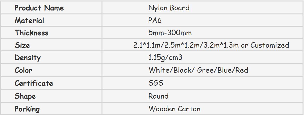 nylon rod stock technical parameters